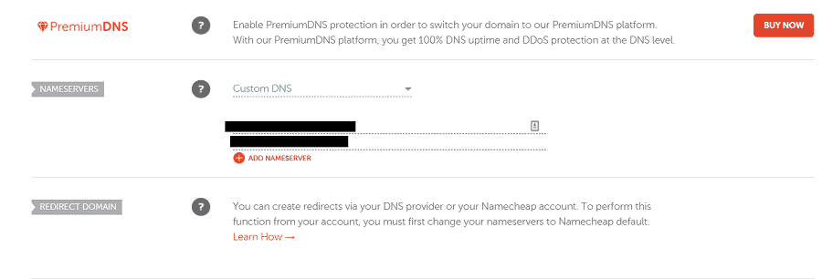 Namecheap custom name servers