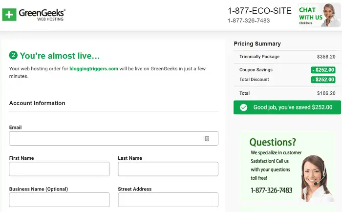 GreenGeeks registration