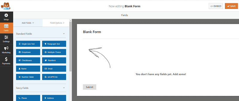 Create a form wpforms