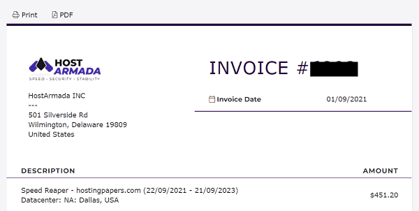 Hosting-invoice