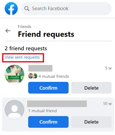 Facebook friend requests delete