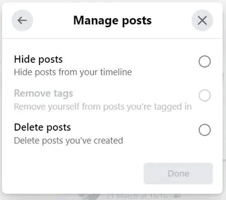 Manage Facebook posts
