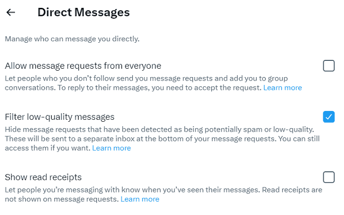 twitter message requests